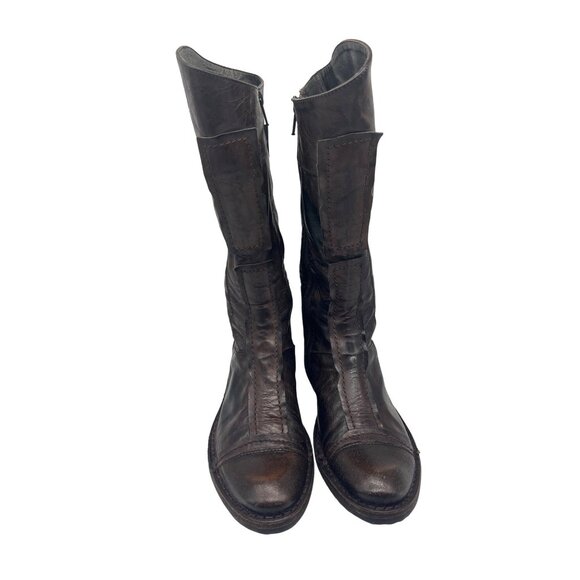 Boemos Women's Dark Brown Leather Knee-High Riding Boots Size 7.5 - Picture 3 of 10